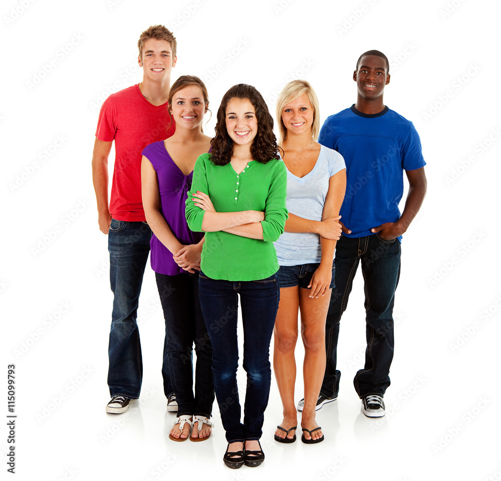 Fototapeta premium Students: Smiling Multi-Ethnic Group Of Teenagers