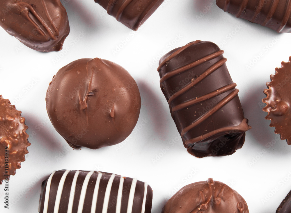 Obraz premium Chocolate candy on a white background.