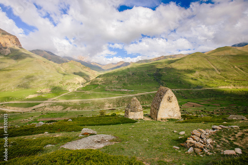 The medieval cemetery of ancient Alans near the village of Upper Chegem. Northern Caucasus, Russia.