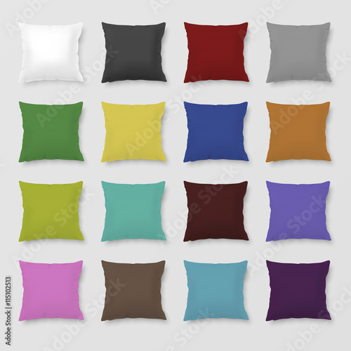 Set of realistic vector colored pillows