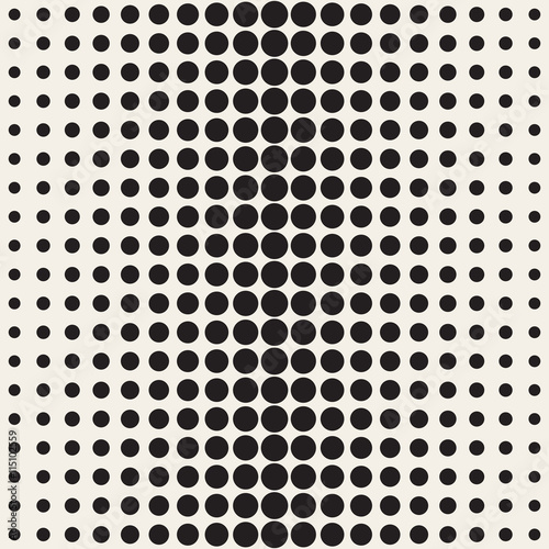 Vector Seamless Black and White Circle Gradient Halftone Pattern