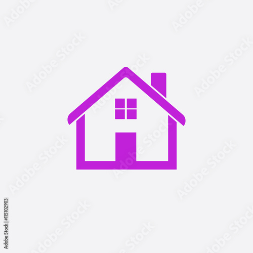 Purple home icon isolated on white background
