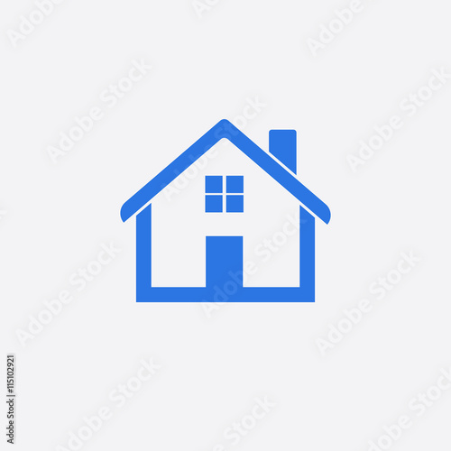 Blue home icon isolated on white background