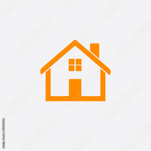 Orange home icon isolated on white background