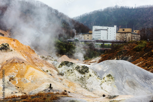 Jigokudani Hell valley and Onsen hotel, Noboribetsu