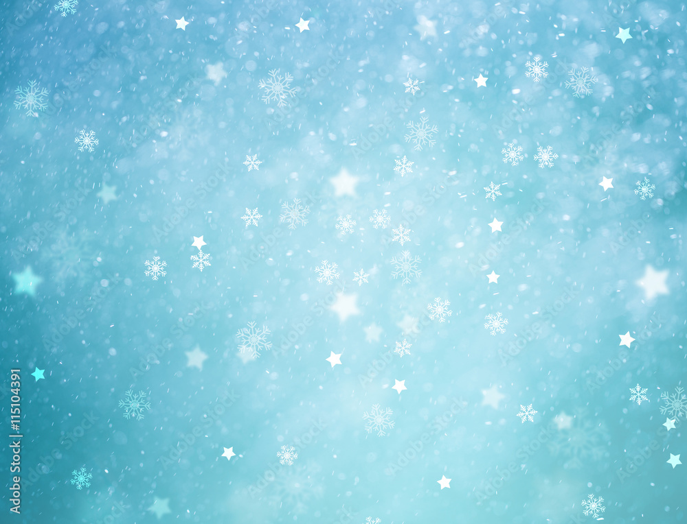 Snowy winter New Year and Christmas copy space greeting card illustration background.