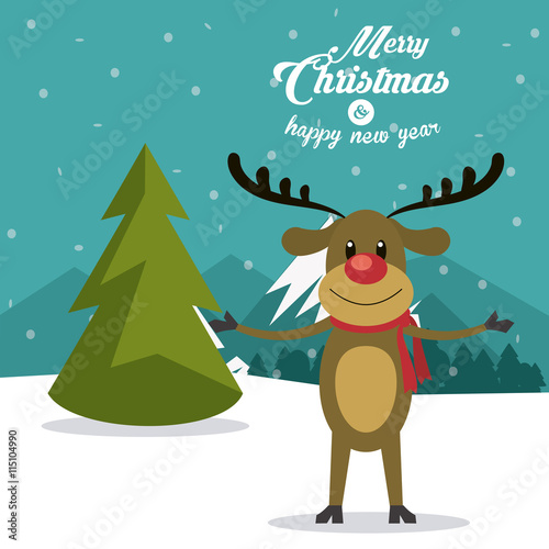 Deer icon. Merry Christmas design. Vector graphic