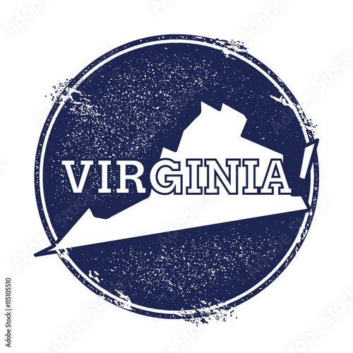 Virginia vector map. Grunge rubber stamp with the name and map of Virginia, vector illustration. Can be used as insignia, logotype, label, sticker or badge of USA state.