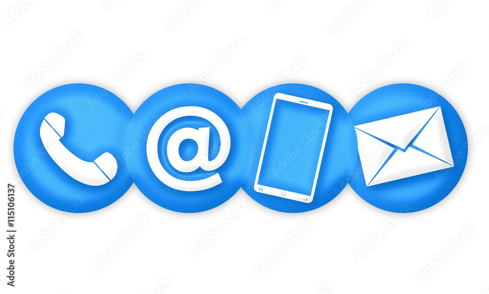 contact us colored blue design icons 3d render contact us colored blue design icons 3d render