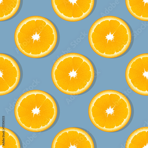 Orange slice fruit seamless pattern. Citrus color vector background