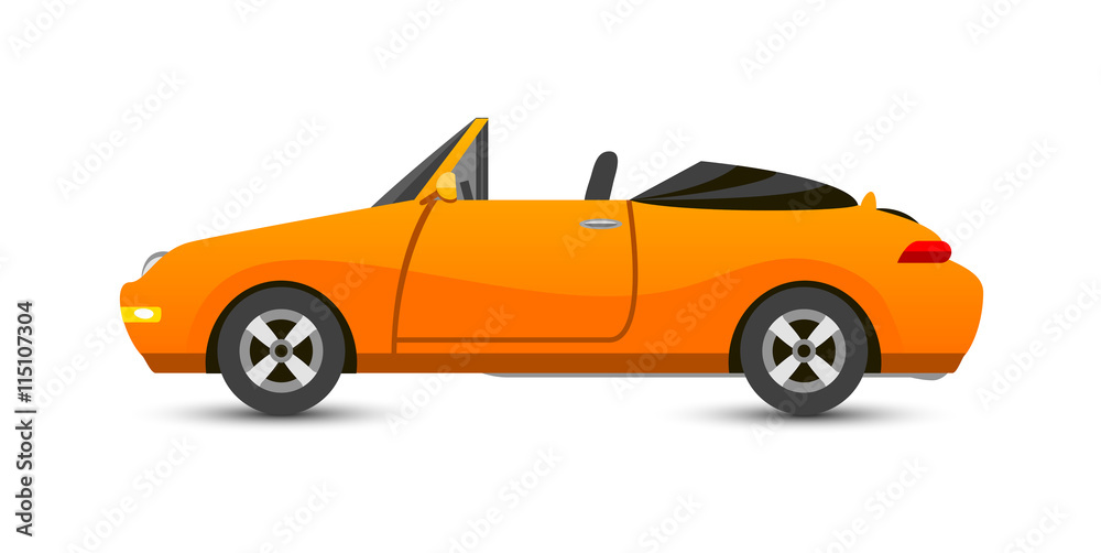 Car cabriolet vehicle transport type design sign technology style vector. Generic cabriolet car design flat vector illustration isolated on white. Transport cabriolet object