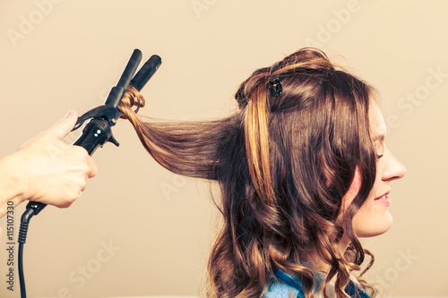 Professional straighten hair in salon