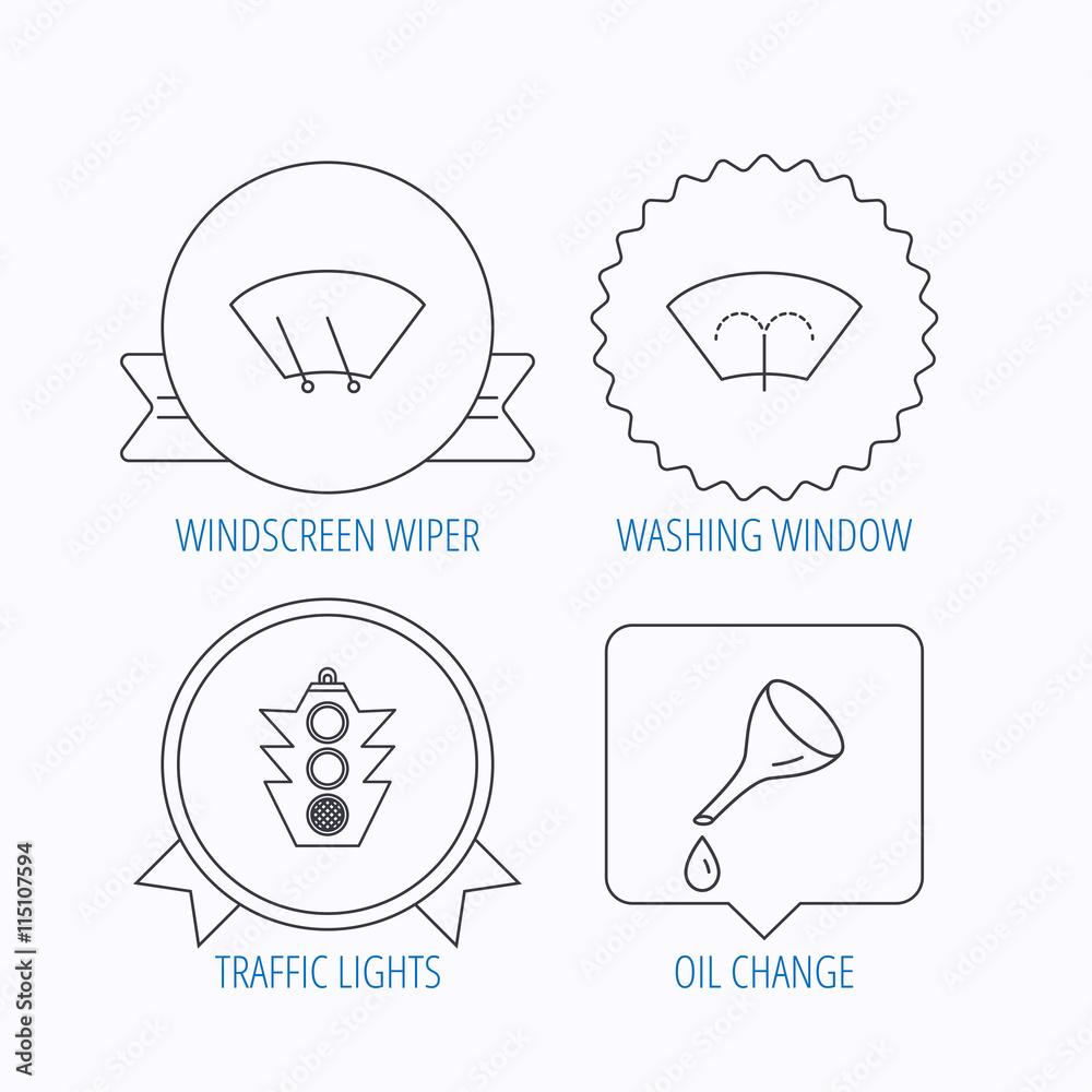 Fototapeta premium Motor oil change, traffic lights and wiper.
