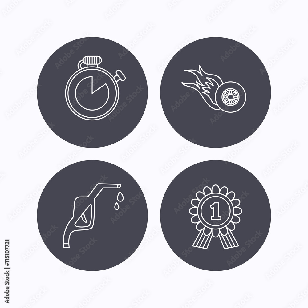 Winner award, petrol station and speed icons. Winner award, petrol station and speed icons.