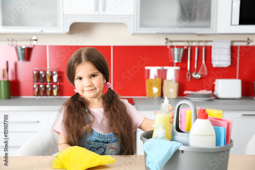Cute little girl with clean...