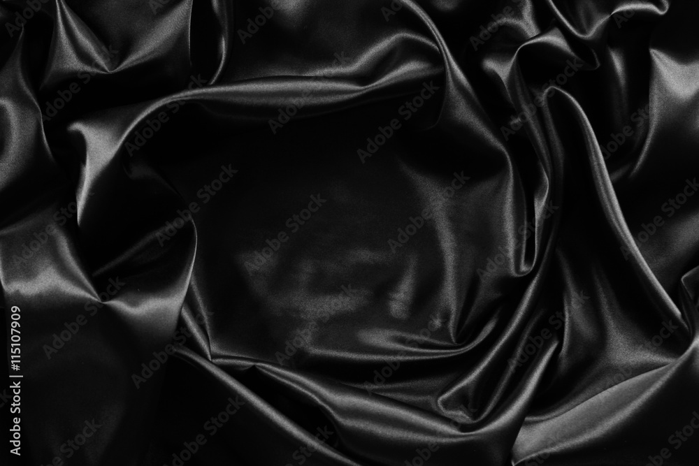 Fototapeta premium Black silk fabric material texture