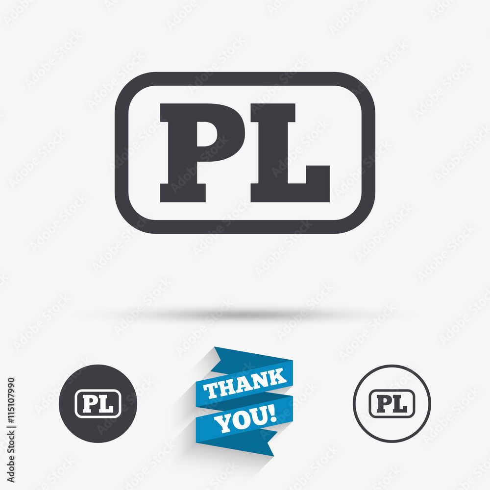 Polish language sign icon. PL translation Polish language sign icon. PL translation