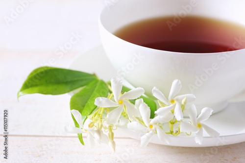 Jasmine tea in a white bone china cup