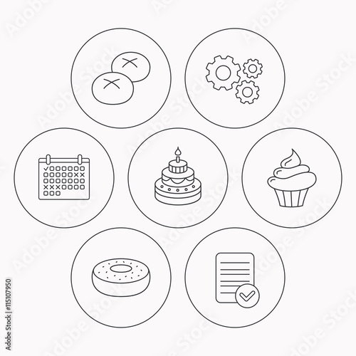 Cupcake, cake and bread rolls icons.