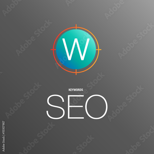 Flat design modern vector illustration concept of SEO word combined from elements and keywords icon which symbolized a success internet searching optimization process