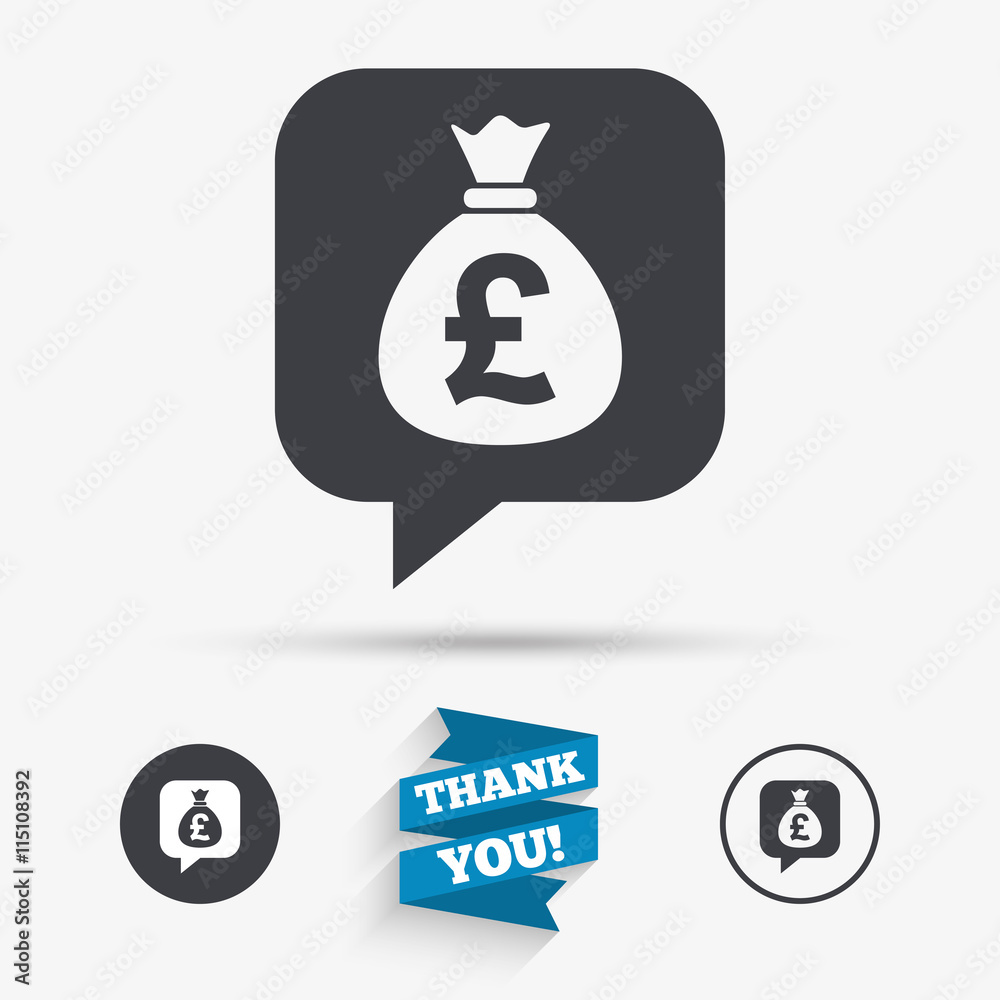 Money bag sign icon. Pound GBP currency.