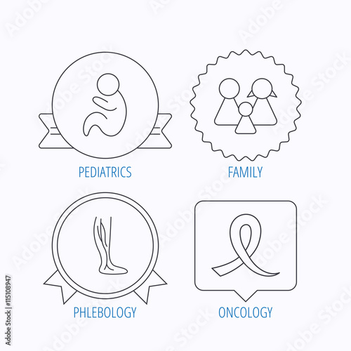 Family, pediatrics and phlebology icons.