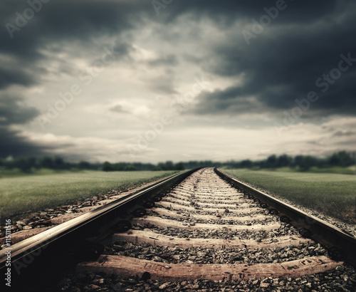 Dramatic railroad. Abstract transportation and tourism backgroun
