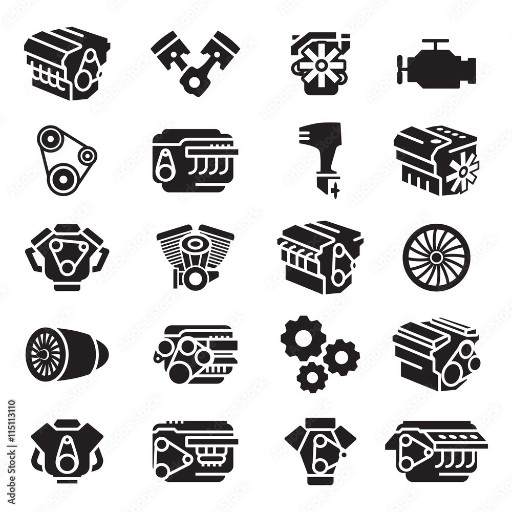 Car engines, motorcycle engines, aircraft engines, boat engines, - obrazy, fototapety, plakaty 