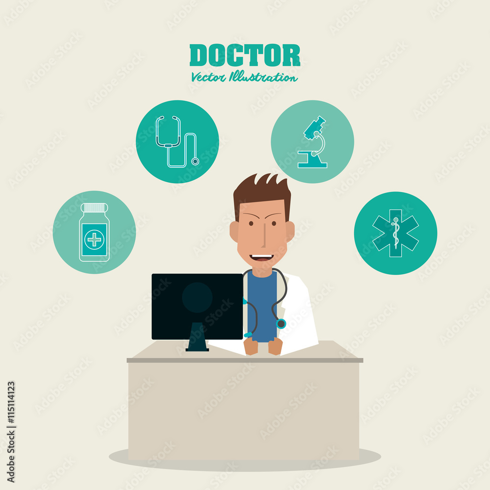 Doctor icon. Medical and Health care design. Vector graphic