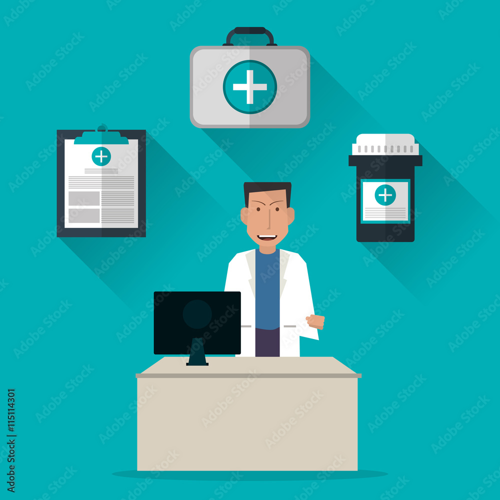 Doctor icon. Medical and Health care design. Vector graphic Doctor icon. Medical and Health care design. Vector graphic