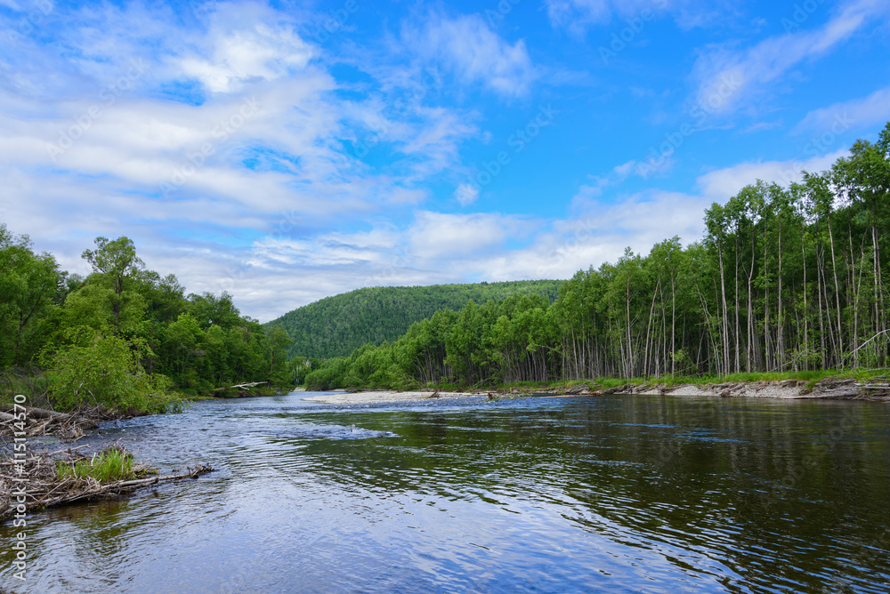 Mountain River . 
Mountain River in the northeast of Khabarovsk Krai , Russia .