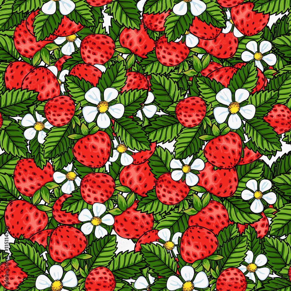 Seamless strawberry pattern on white background Seamless strawberry pattern on white background