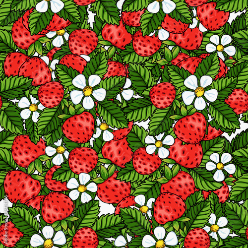 Seamless strawberry pattern on white background
