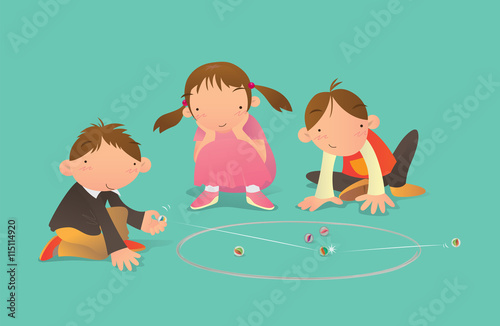 Kids playing Marbles game