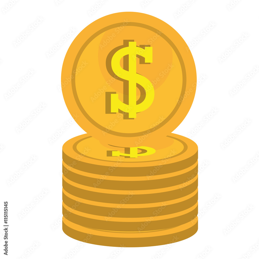 Coins icons isolated flat design, Business and money concept design. Coins icons isolated flat design, Business and money concept design.