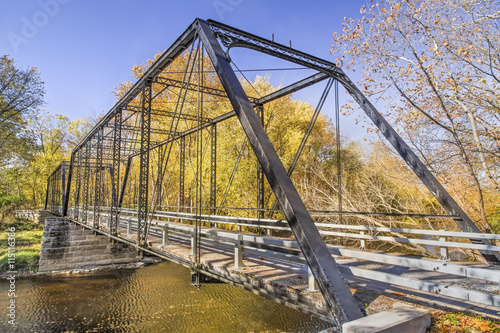 Furnas Mill Iron Bridge in Autumn - Johnson County, Indiana photo