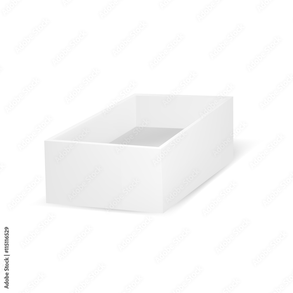 VECTOR PACKAGING: Top view of open white gray packaging box on isolated white background. Mock-up template ready for design. VECTOR PACKAGING: Top view of open white gray packaging box on isolated white background. Mock-up template ready for design.