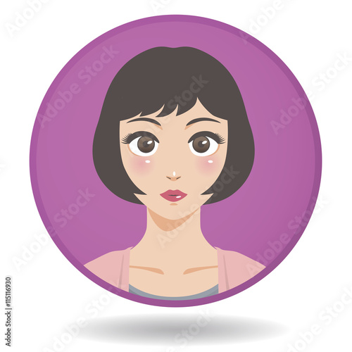 asian woman front face cartoon avatar icon