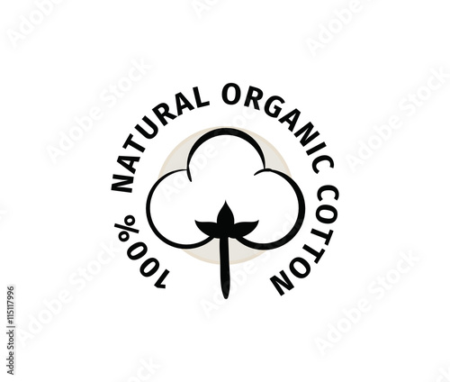 Natural organic cotton vector label.