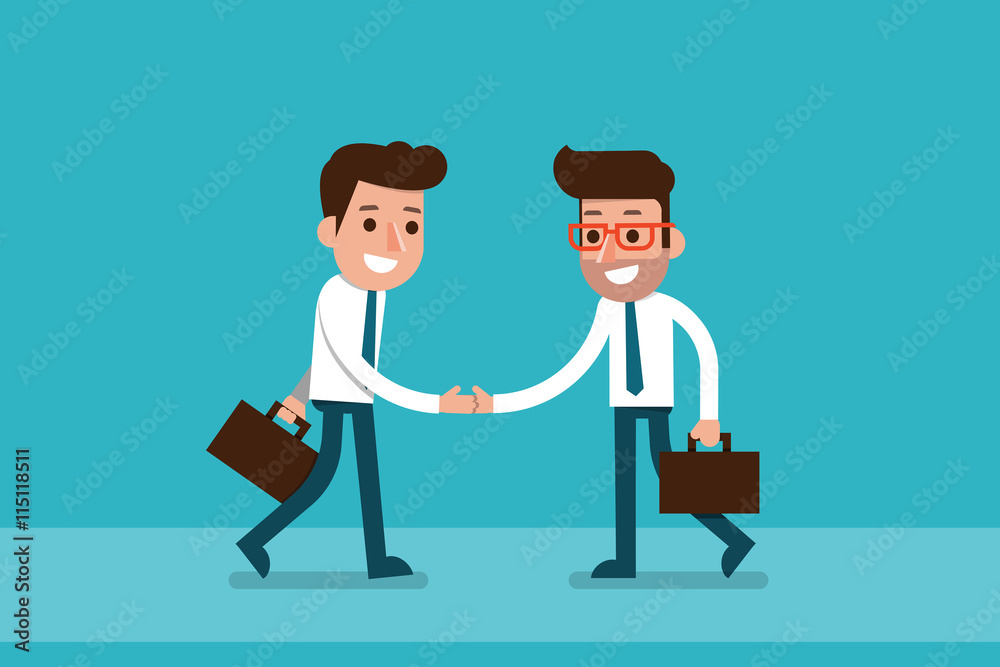 Handshaking businessman, agreement. Vector illustration flat style. Handshaking businessman, agreement. Vector illustration flat style.