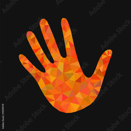open hand bunch of fives polygonal orange triangles