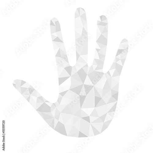 open hand bunch of fives polygonal white triangles