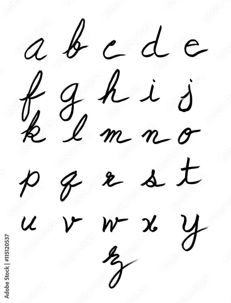 A to Z calligraphy alphabet design black on white background