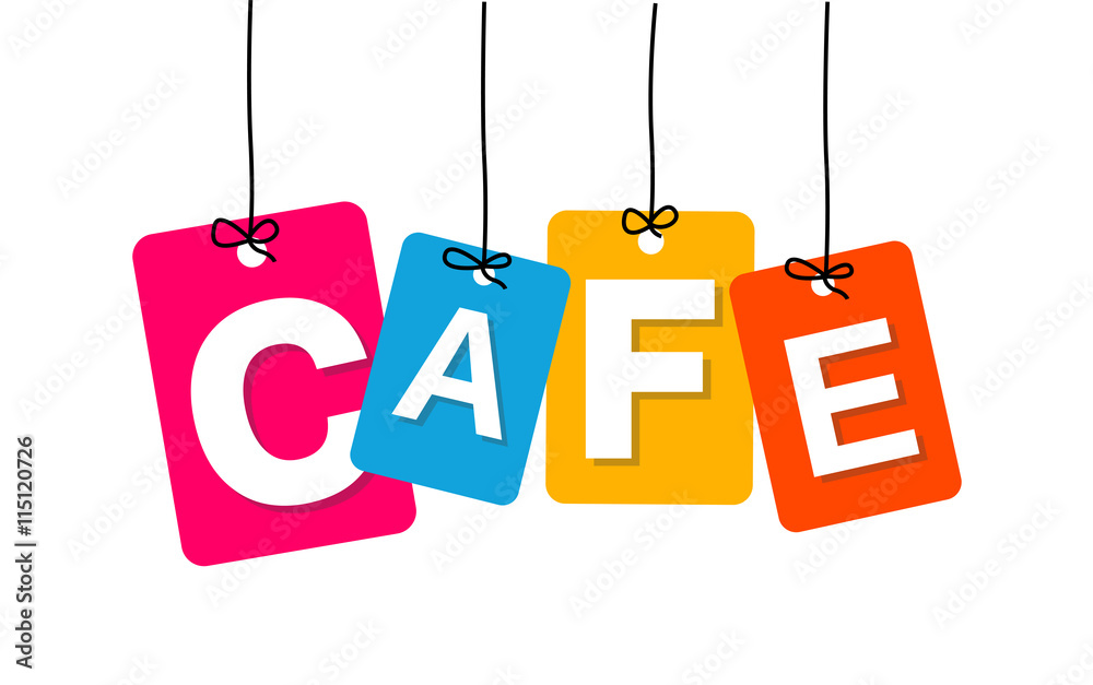 Vector colorful hanging cardboard. Tags cafe Stock Vector Adobe Stock