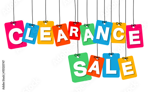 Vector colorful hanging cardboard. Tags - clearance sale