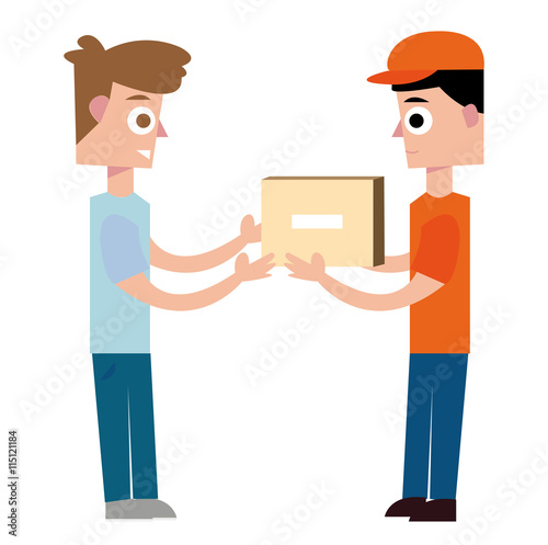 delivery man, delivering package, good service, vector, illustration, eps, isolated, web.