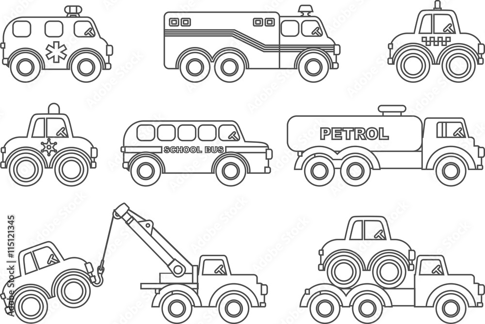 Kids and toys coloring page Royalty Free Vector Image