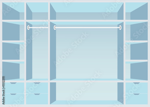 Flat Design walk in closet with shelves20
