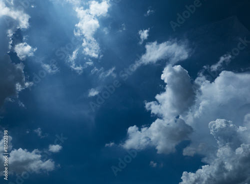 Blue sky with amazing clouds background. Shape independent of the Skies, Elements of nature, Beautiful sky with white clouds. © Aphichat.Tongz