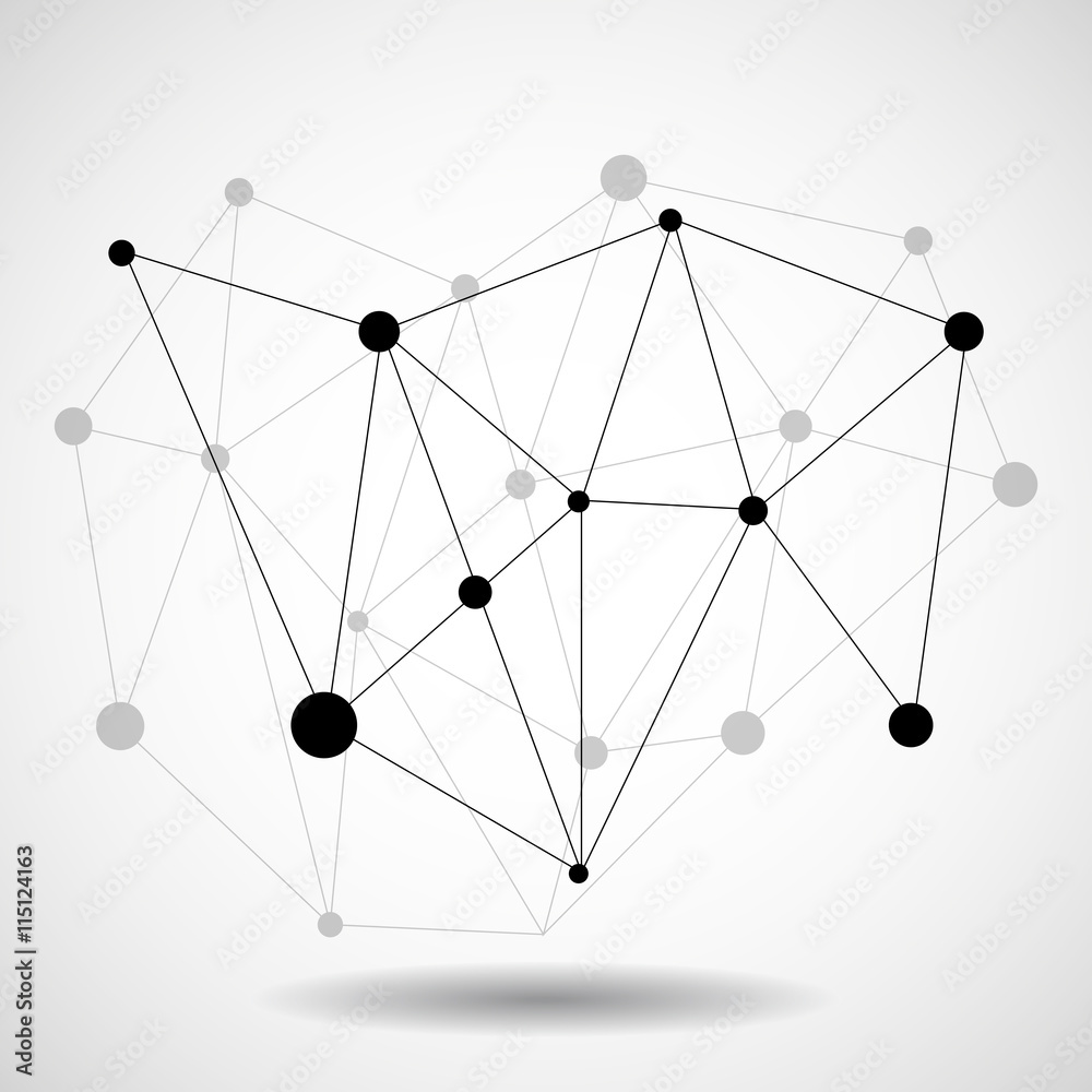 Wireframe mesh with dot and line, network connection, abstract form Wireframe mesh with dot and line, network connection, abstract form